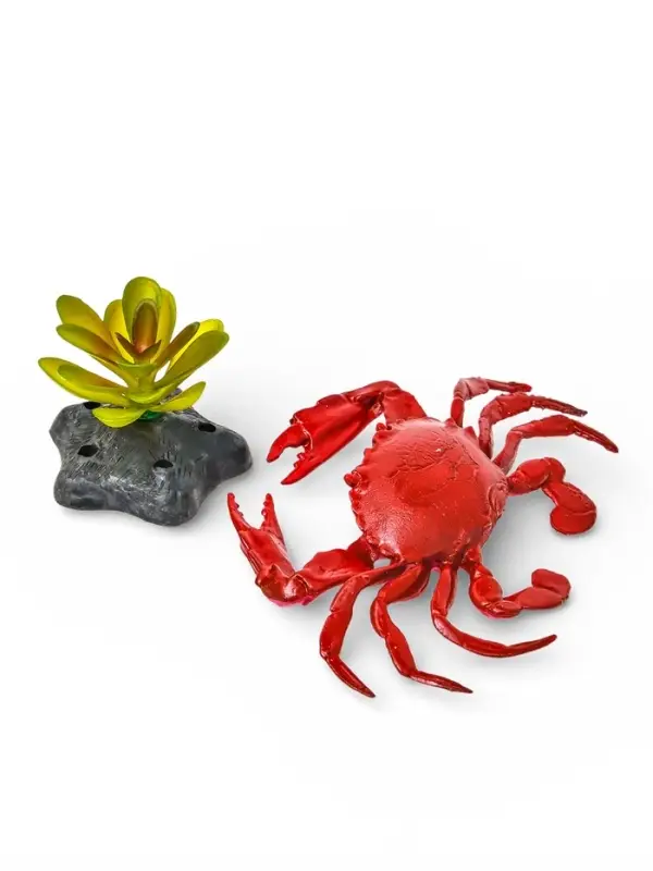 Набор декора для аквариума "Краб и трава"