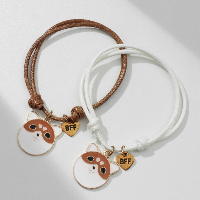 Браслеты «Неразлучники» корги мордочки, цвет бело-коричневый, d=6 см Браслеты «Неразлучники» корги мордочки, цвет бело-коричневый, d=6 см