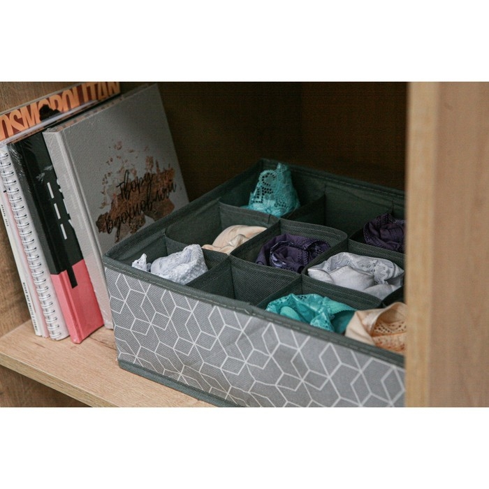 Органайзер для хранения белья Доляна «Фора», 12 ячеек, 32×24×12 см, цвет серый Органайзер для хранения белья Доляна «Фора», 12 ячеек, 32×24×12 см, цвет серый