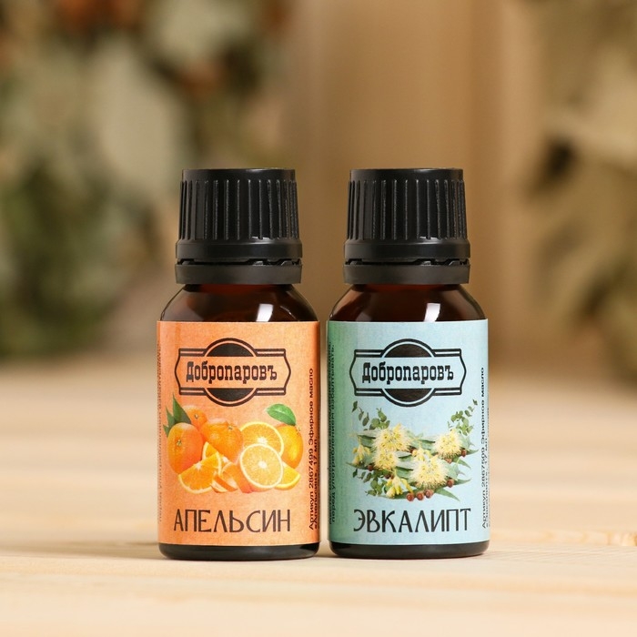 Набор эфирных масел эвкалипт, апельсин Набор эфирных масел эвкалипт, апельсин "Добропаровъ", 2 шт по 17 мл
