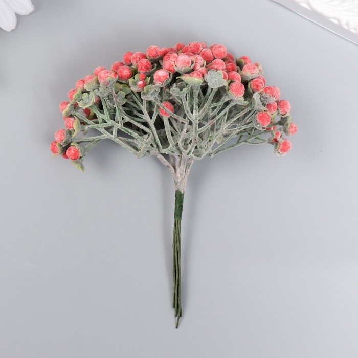 Декор для творчества Декор для творчества "Соцветие с красными шариками" d=0,6 см 1 букет=6 цветов 11 см