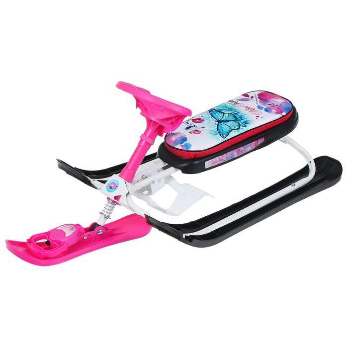 Снегокат «Ника-кросс Бабочки», СНК, цвет розовый/белый Снегокат «Ника-кросс Бабочки», СНК, цвет розовый/белый