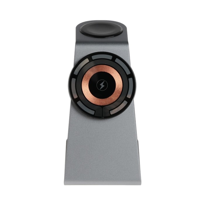 Беспроводное зарядное устройство T3, 3 в 1, 15 Вт + 5 Вт + 5 Вт,  MagSafe, серебристое Беспроводное зарядное устройство T3, 3 в 1, 15 Вт + 5 Вт + 5 Вт,  MagSafe, серебристое