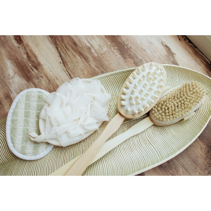 Мочалка для тела массажная со скрабером Доляна «Афродита», 11×16 см, цвет бежевый Мочалка для тела массажная со скрабером Доляна «Афродита», 11×16 см, цвет бежевый