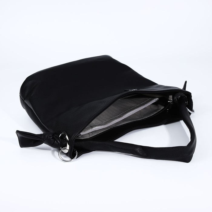 Сумка-тоут на молнии, 2 наружных кармана, цвет чёрный