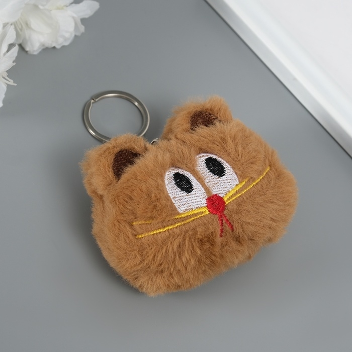 Пушистик на кольце "Котик" пищалка 8х9х2,5 см