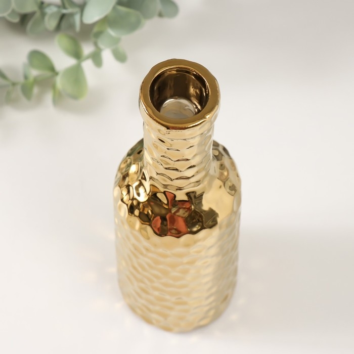 Подсвечник керамика на 1 свечу Подсвечник керамика на 1 свечу "Бутыль" d=1,5 см золото 6х6х20 см