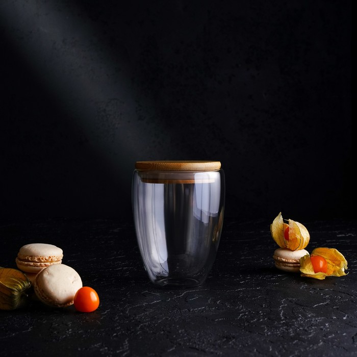 Стакан стеклянный с двойными стенками «Эко», 330 мл, цвет прозрачный Стакан стеклянный с двойными стенками «Эко», 330 мл, цвет прозрачный