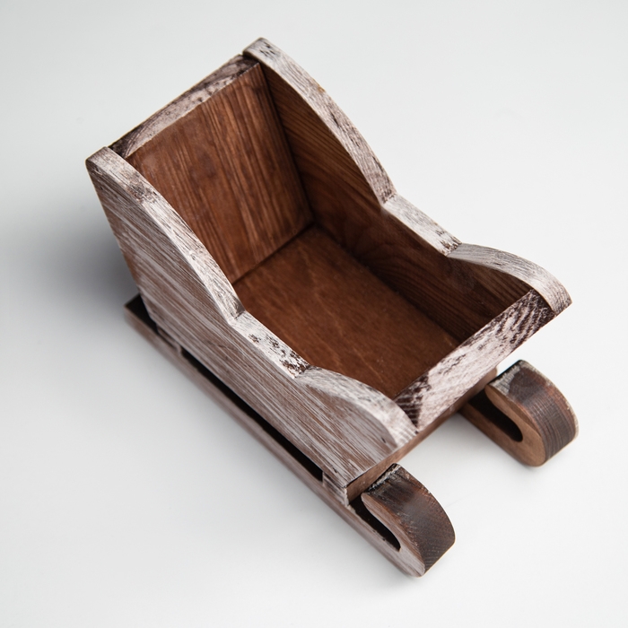 Новый год. Кашпо деревянное 20×12×13 см  Новый год. Кашпо деревянное 20×12×13 см "Санки", состаренный Дарим Красиво