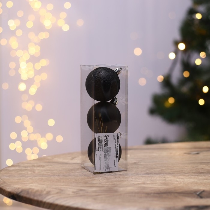 Шары ёлочные новогодние «Беру все вино на себя», на Новый год, пластик, d=6, 3 шт., цвет чёрный Шары ёлочные новогодние «Беру все вино на себя», на Новый год, пластик, d=6, 3 шт., цвет чёрный