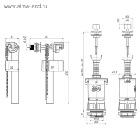 Арматура для смывных бачков "АНИ Пласт" WC4050 Эконом, с боковой подводкой 1/2", белый шток