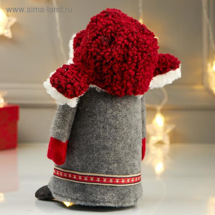 Кукла интерьерная Кукла интерьерная "Дедушка Мороз в серой шубе и красной шапке-ушанке" 26х14х18 см