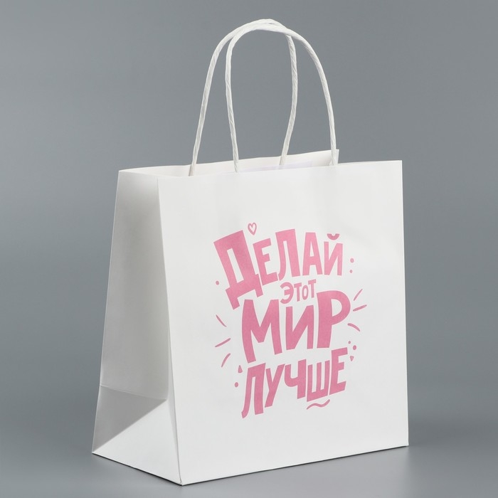 Пакет подарочный, упаковка, «Делай этот мир лучше», 22 х 22 х 11 см Пакет подарочный, упаковка, «Делай этот мир лучше», 22 х 22 х 11 см