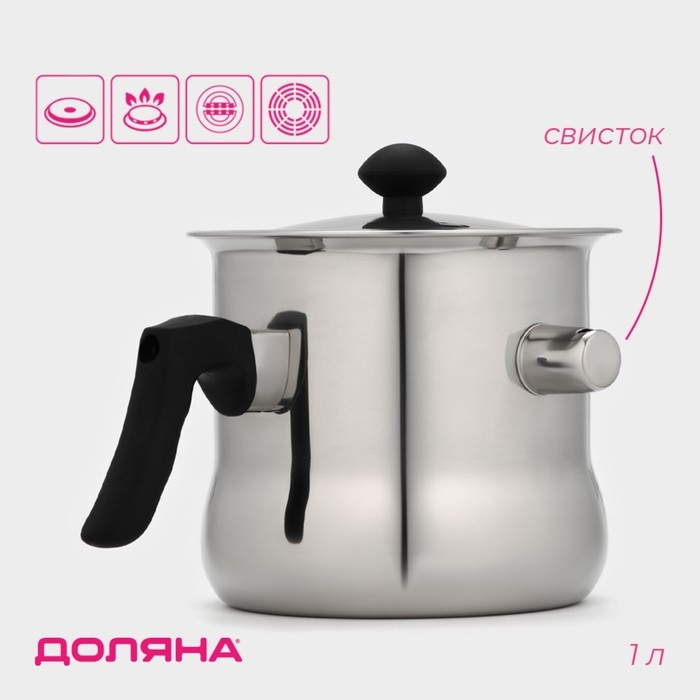 Молоковарка из нержавеющей стали Доляна, 1 л, h=13 см, d=14,5 см Молоковарка из нержавеющей стали Доляна, 1 л, h=13 см, d=14,5 см