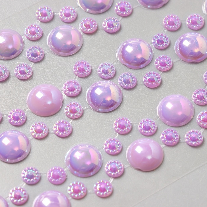 Наклейка пластик стразы Наклейка пластик стразы "Изгибы - жемчужинки" 21,5х7 см