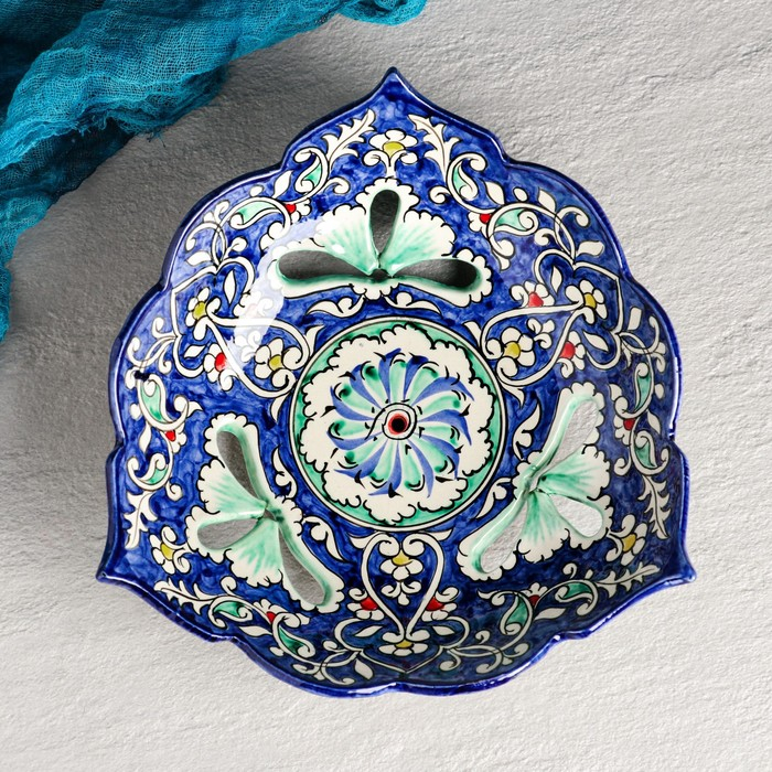 Набор чайный Риштан, 9 предм: чайник 1л., 6 пиал 9,5см, конфетница 23см, сахарница 250м Набор чайный Риштан, 9 предм: чайник 1л., 6 пиал 9,5см, конфетница 23см, сахарница 250м