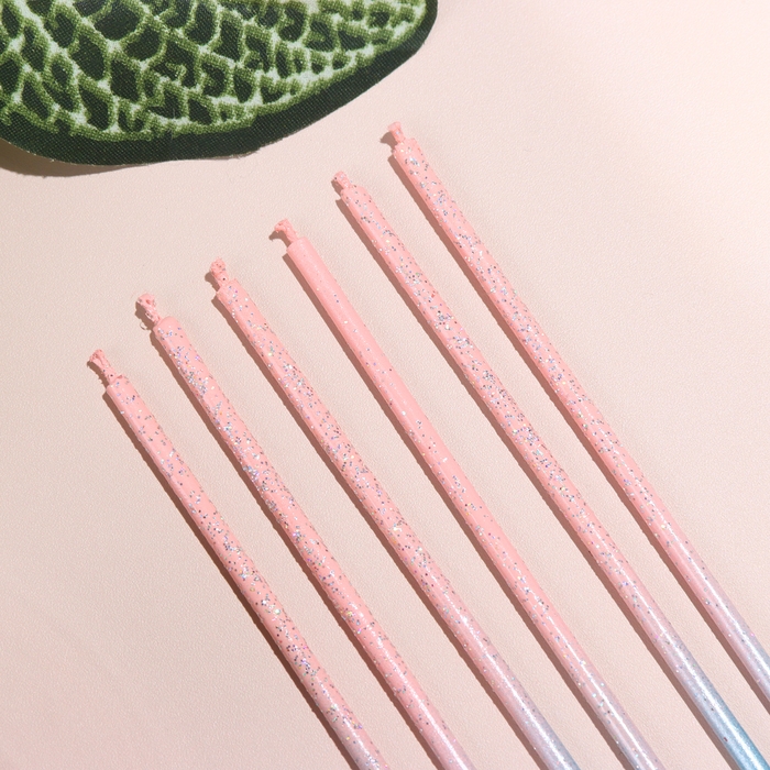 Набор свечей в торт, 6 штук Набор свечей в торт, 6 штук "Happy", 17 см, розовый с голубым