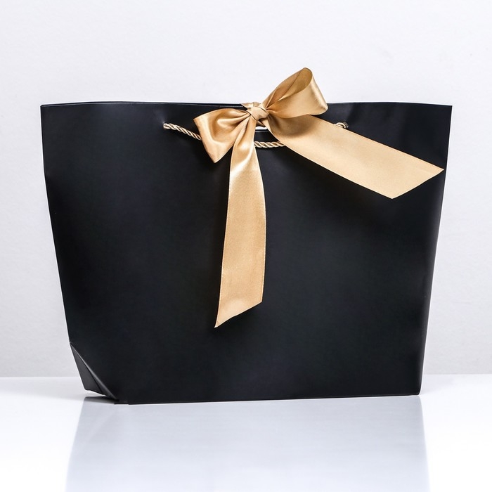 Пакет подарочный с лентой 26 х 25 х 11 см Пакет подарочный с лентой 26 х 25 х 11 см "Черный"