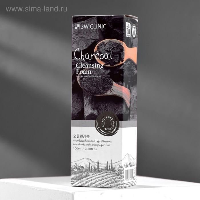 Глубоко очищающая пенка для сужения пор 3W CLINIC Charcoal Cleansing Foam с древесным углём, 100 мл Глубоко очищающая пенка для сужения пор 3W CLINIC Charcoal Cleansing Foam с древесным углём, 100 мл