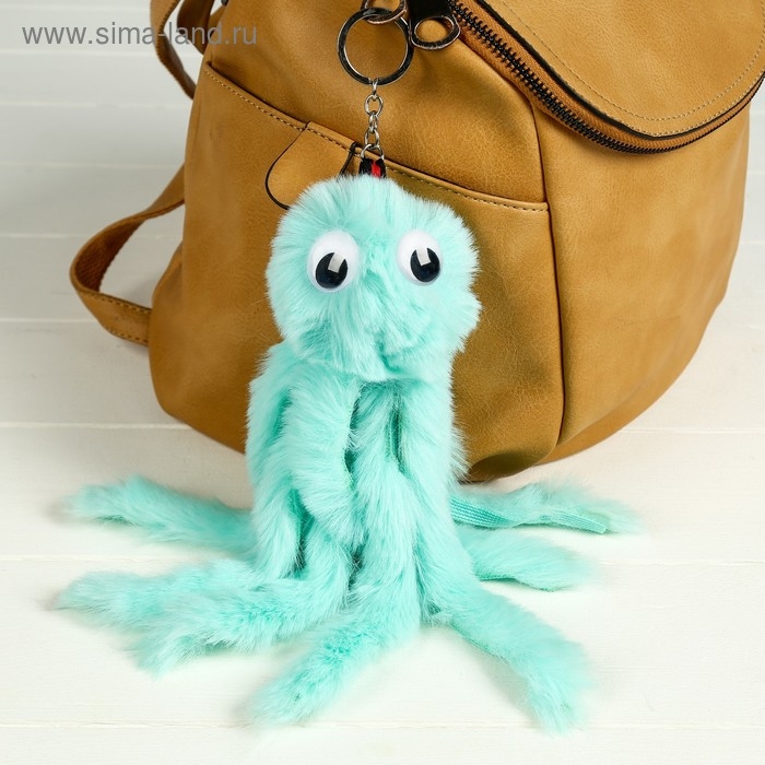 Пушистик на кольце Пушистик на кольце "Осьминог" мятный 25х9х7 см