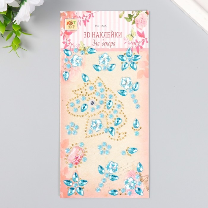 Наклейка пластик стразы "Единорожка" МИКС 19х9 см