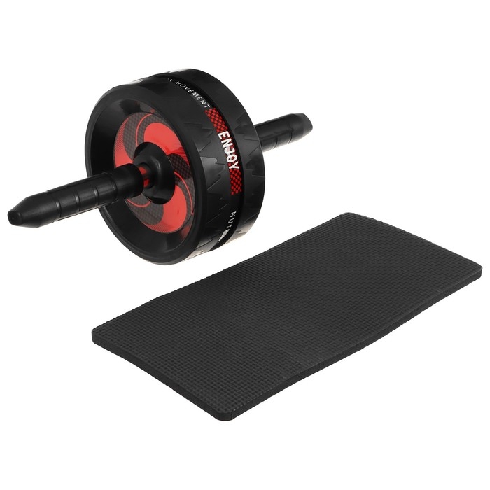 Ролик для пресса ONLYTOP, 38х17х17 см, с ковриком, цвет чёрный Ролик для пресса ONLYTOP, 38х17х17 см, с ковриком, цвет чёрный