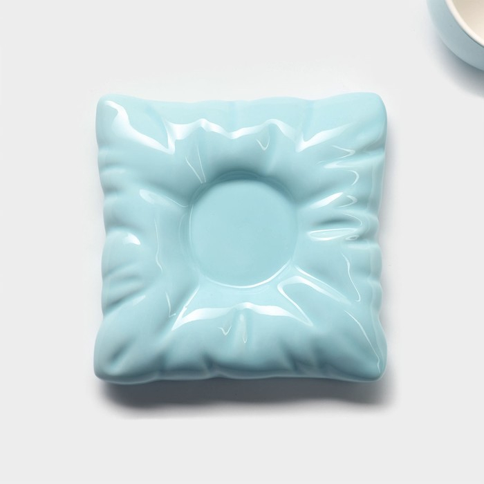 Чайная пара керамическая с ложкой «Зефирка», 2 предмета: чашка 250 мл, блюдце d=13 см, цвет голубой Чайная пара керамическая с ложкой «Зефирка», 2 предмета: чашка 250 мл, блюдце d=13 см, цвет голубой