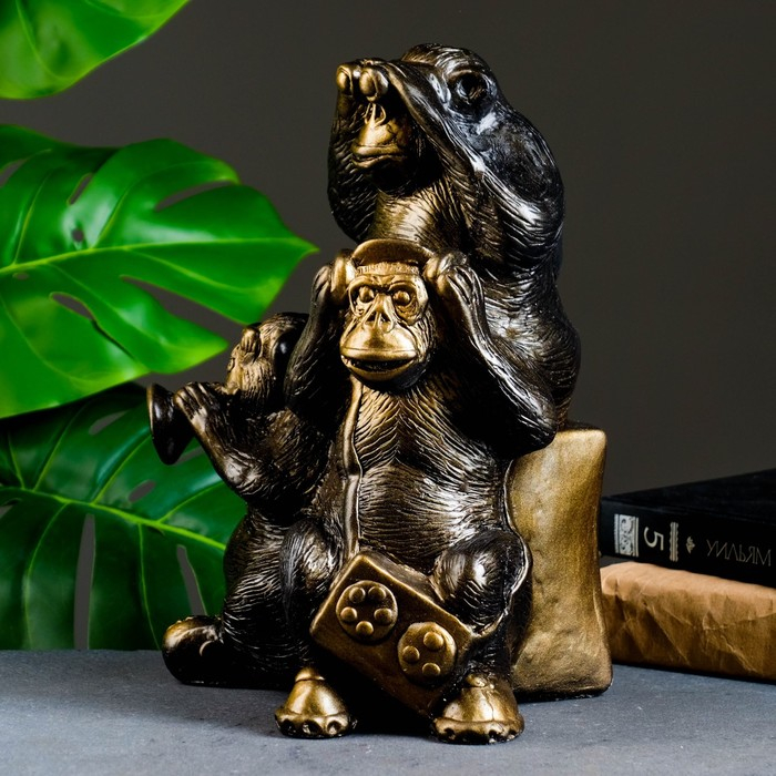 Копилка Копилка "Обезьяны: всё слышу, всё вижу, всё скажу" бронза, 30см