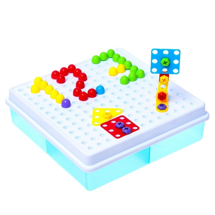 Конструктор Болтовая мозаика «Объёмные фигуры», с отвёрткой и основанием, 189 деталей Конструктор Болтовая мозаика «Объёмные фигуры», с отвёрткой и основанием, 189 деталей