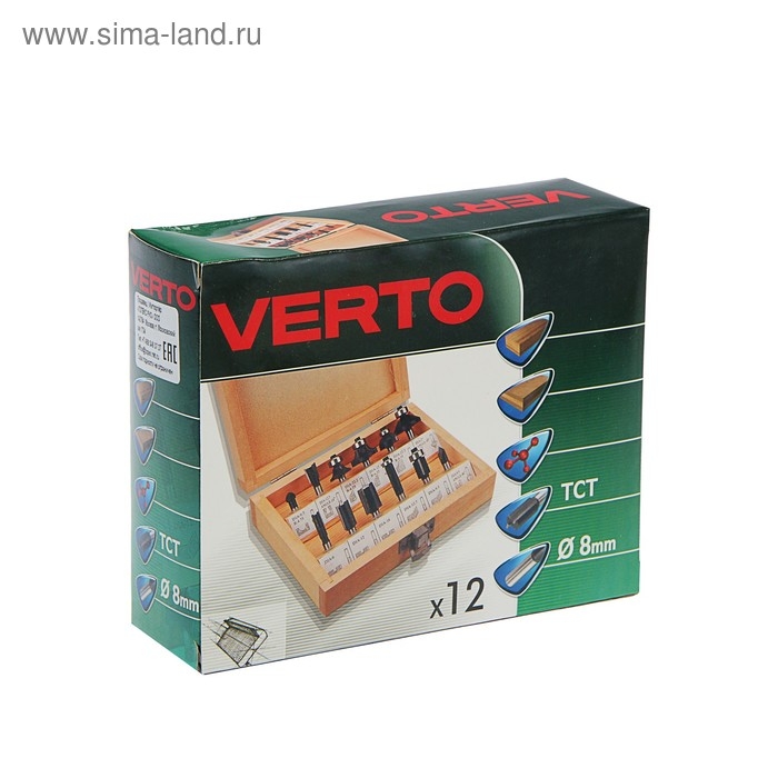 Сверла-фрезы VERTO 60H010, по дереву, набор 12 шт., хвостовик 8 мм Сверла-фрезы VERTO 60H010, по дереву, набор 12 шт., хвостовик 8 мм