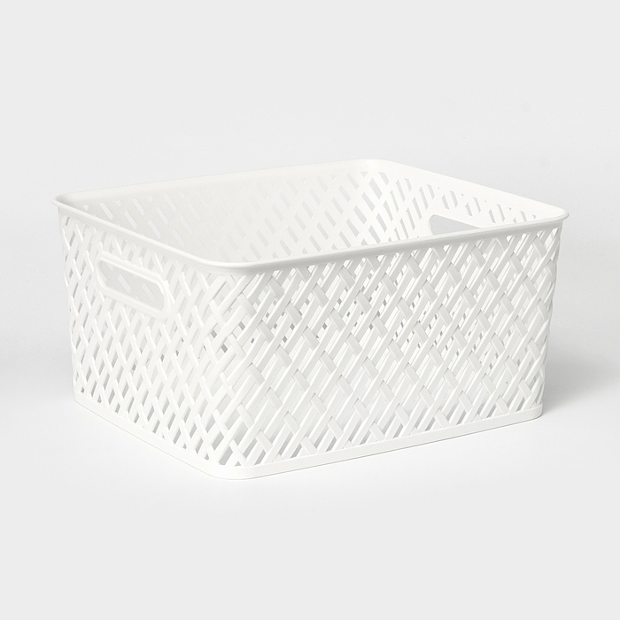 Корзина для хранения «Плетёнка», 35×29×17,5 см, цвет белый Корзина для хранения «Плетёнка», 35×29×17,5 см, цвет белый