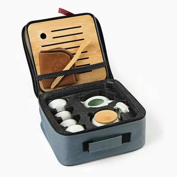 Набор для чайной церемонии ДЖЕКИЧАЙ &laquo;Ибинь&raquo;, 10 предметов, 4 персоны, пиалы 45 мл, чайник 180 мл, керамика, белый