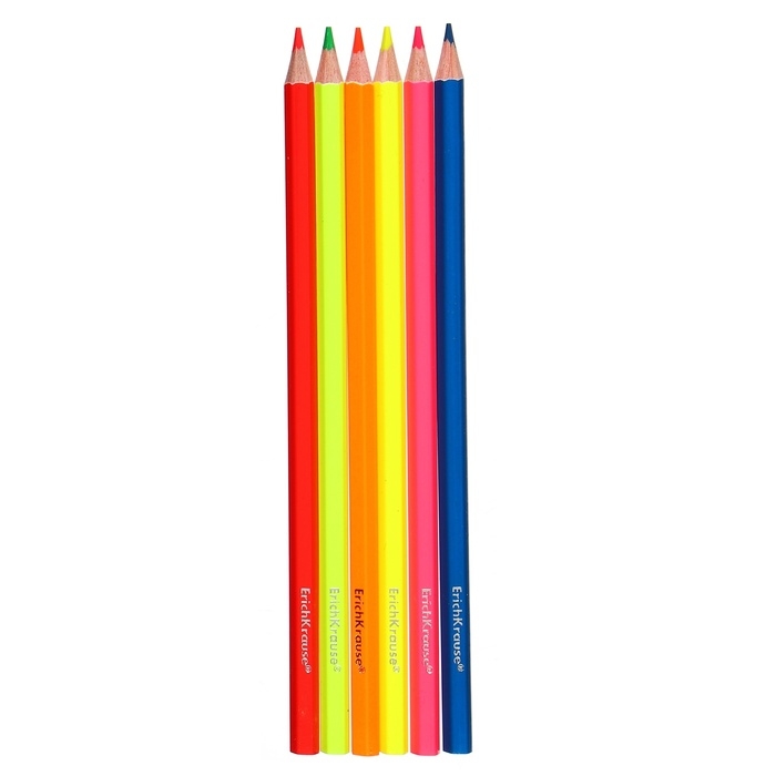 Карандаши 6 цветов ErichKrause Inspiration Neon, дерево, шестигранные, мягкий 3.0 мм грифель неоновой палитры, пластиковый футляр, европодвес Карандаши 6 цветов ErichKrause Inspiration Neon, дерево, шестигранные, мягкий 3.0 мм грифель неоновой палитры, пластиковый футляр, европодвес