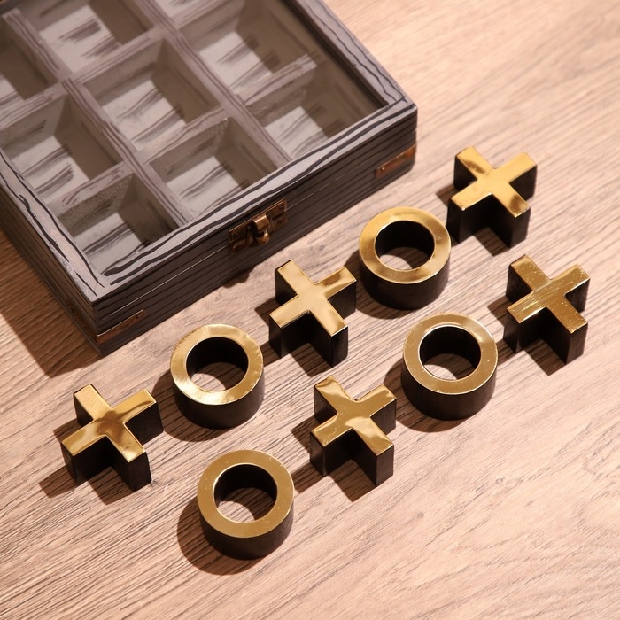 Игра настольная  Игра настольная "Крестики-нолики" 18х18 см, манговое дерево, латунь