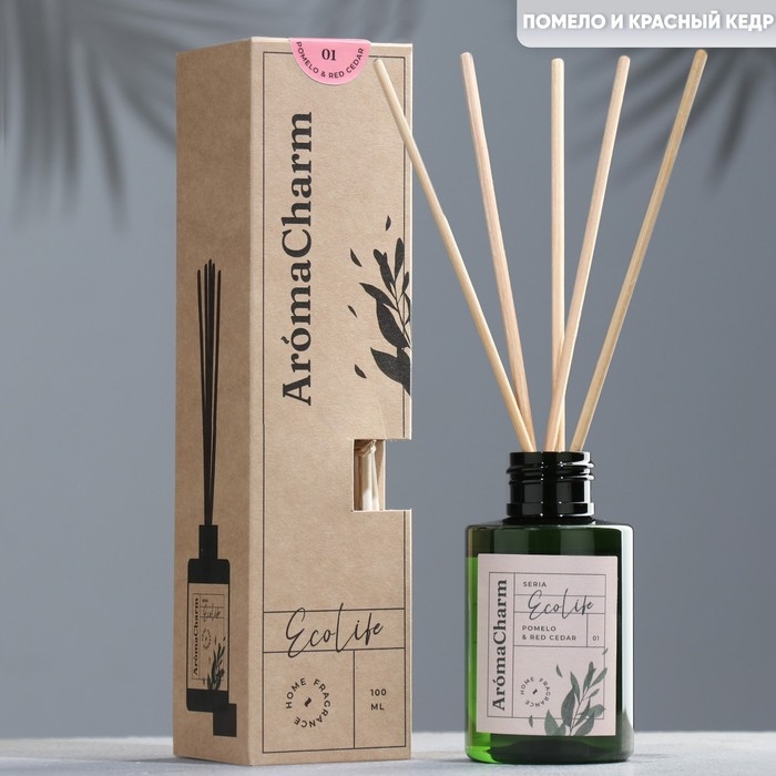 Диффузор ароматический Диффузор ароматический"EcoLife",100мл,POMELO&REDCEDAR