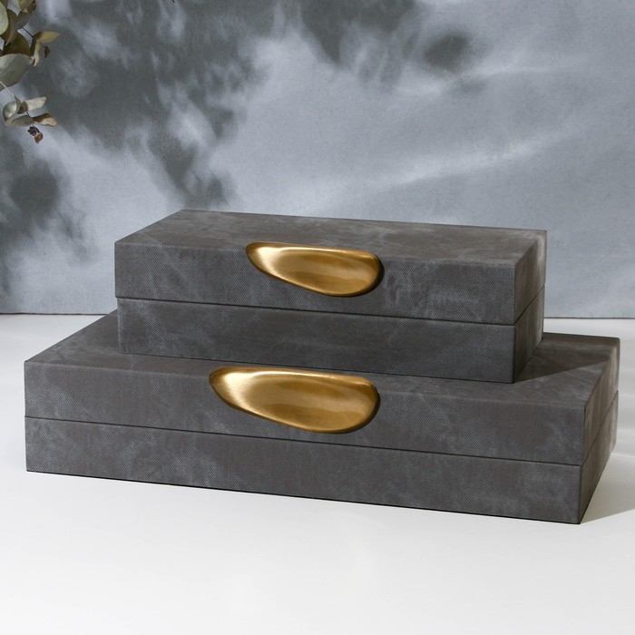 Шкатулка для украшений «Серый мрамор» экокожа, набор 2 шт. Шкатулка для украшений «Серый мрамор» экокожа, набор 2 шт.