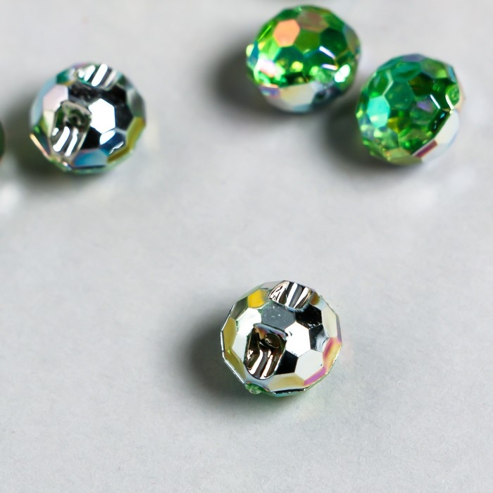 Пуговицы пластик для творчества 1 прокол Пуговицы пластик для творчества 1 прокол "Шарик голография. Зелёный" набор 12 шт d=1,2 см