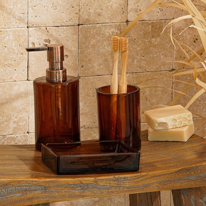 Аксессуары для ванной SL Home, 3 предмета: дозатор, мыльница, стакан Аксессуары для ванной SL Home, 3 предмета: дозатор, мыльница, стакан