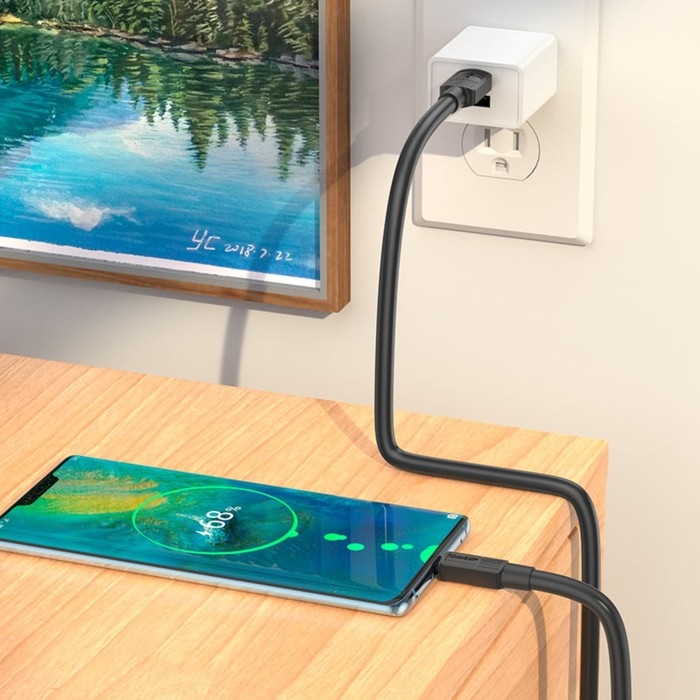 Кабель Hoco X84, Type-C - USB, 3 А, 1 м, передача данных, ПВХ, белый Кабель Hoco X84, Type-C - USB, 3 А, 1 м, передача данных, ПВХ, белый