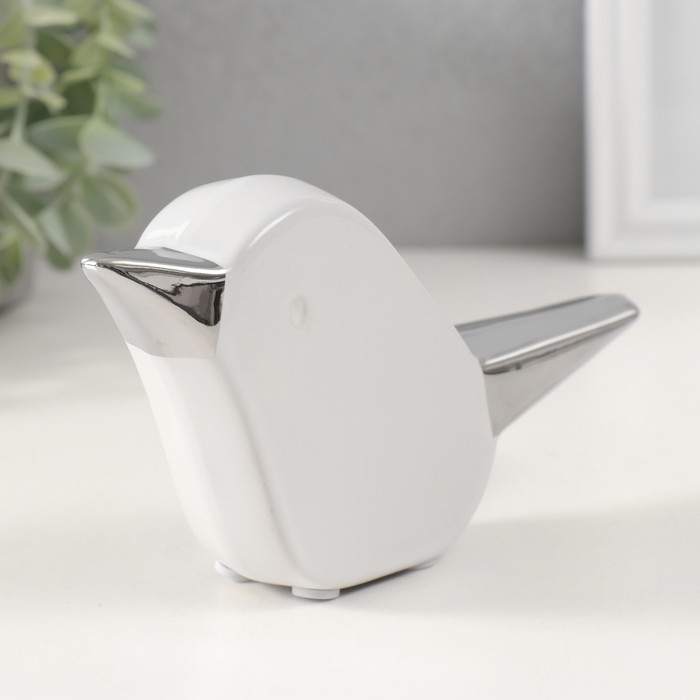 Сувенир керамика Сувенир керамика "Птица" белый с серебром 15,5х3,3х9 см