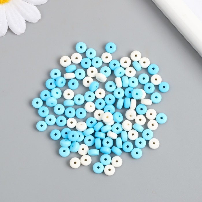 Бусины для творчества PVC Бусины для творчества PVC "Колечки. Морская пена" набор 112 шт 0,7х0,7х0,3 см