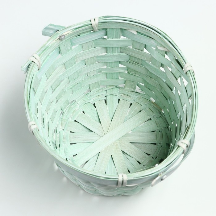 Корзина плетеная, D17 х 12 х 22 см, зеленая, бамбук Корзина плетеная, D17 х 12 х 22 см, зеленая, бамбук