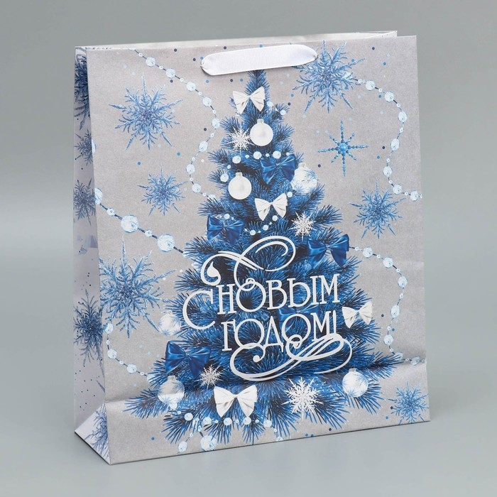 Пакет подарочный новогодний крафтовый вертикальный «С Новым годом», M 26 х 30 х 9 см, Новый год Пакет подарочный новогодний крафтовый вертикальный «С Новым годом», M 26 х 30 х 9 см, Новый год