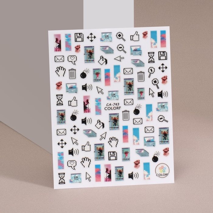 Наклейки для ногтей «Иконки», разноцветные Наклейки для ногтей «Иконки», разноцветные