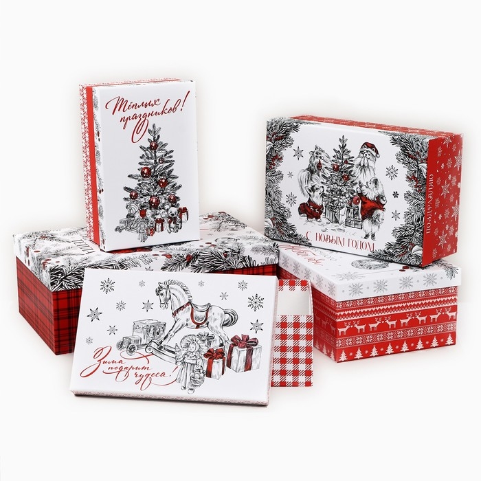 Набор подарочных коробок 5 в 1 «Уютного нового года», 22 х 14 х 8,5 ‒ 32.5 х 20 х 12.5 см, Новый год Набор подарочных коробок 5 в 1 «Уютного нового года», 22 х 14 х 8,5 ‒ 32.5 х 20 х 12.5 см, Новый год
