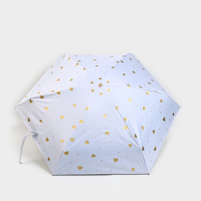 Зонт женский механический, 6 спиц, цвет белый в золотой горошек. Зонт женский механический, 6 спиц, цвет белый в золотой горошек.