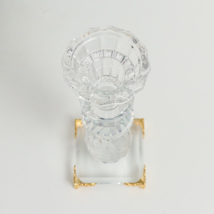 Подсвечник стекло на 1 свечу "Бутон с листочком" прозрачный d=2,3 и 4 см 6,5х6,5х17,5 см