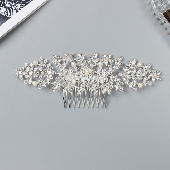 Гребень для волос Гребень для волос "Розмари" цветочный, 16х6 см, серебро