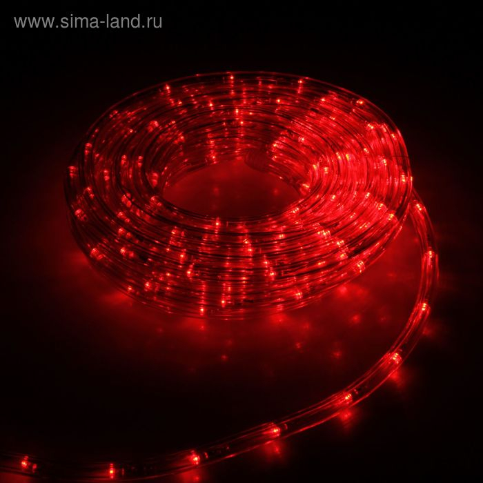 Световой шнур Luazon Lighting 10 мм, IP65, 5 м, 24 LED/м, 220 В, 8 режимов, свечение красное