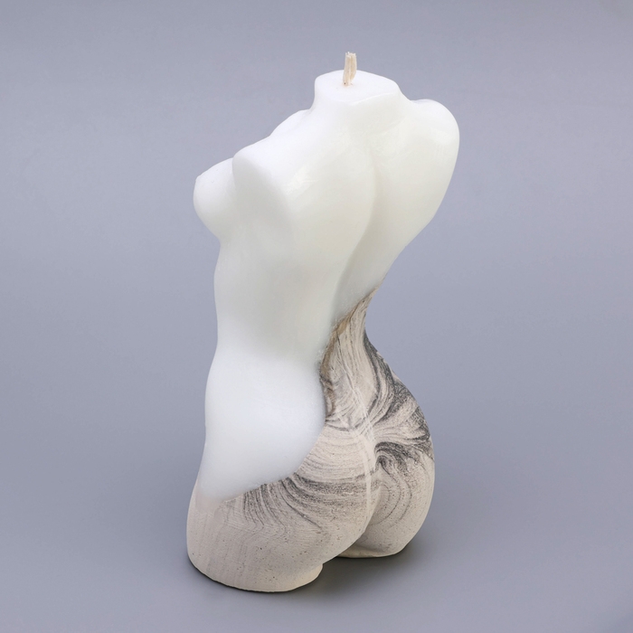 Свеча фигурная с бетоном  Свеча фигурная с бетоном "Женский силуэт", 15х7 см, белая